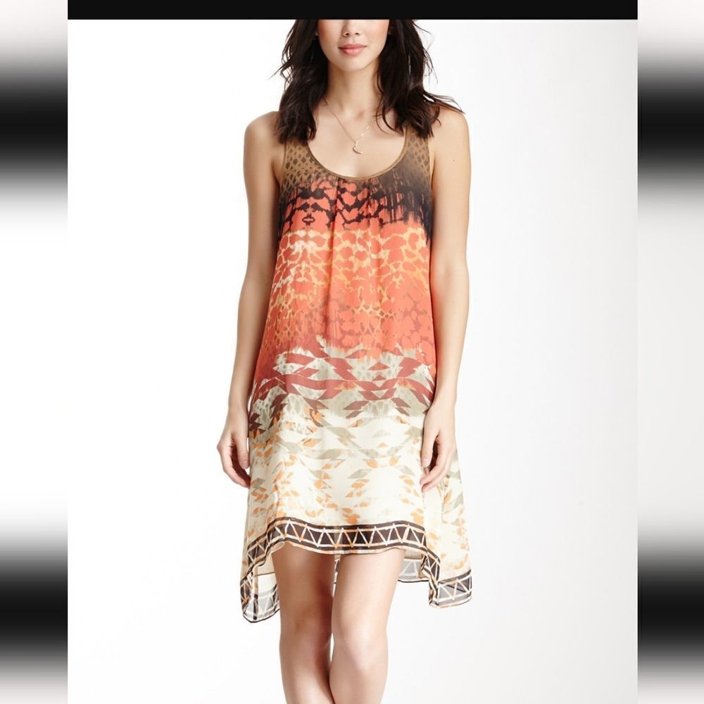Da-Nang Coral Abstract Silk Tank Dress